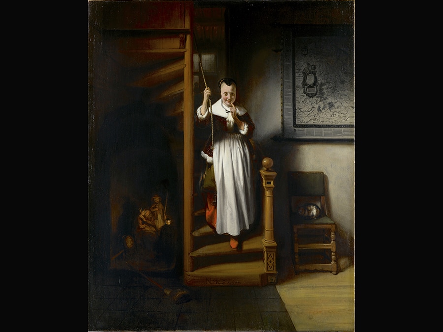 The Listening Housewife (The Eavesdropper). Nicolaes Maes, 1655. © Royal Collection Trust / © Her Majesty Queen Elizabeth II 2020