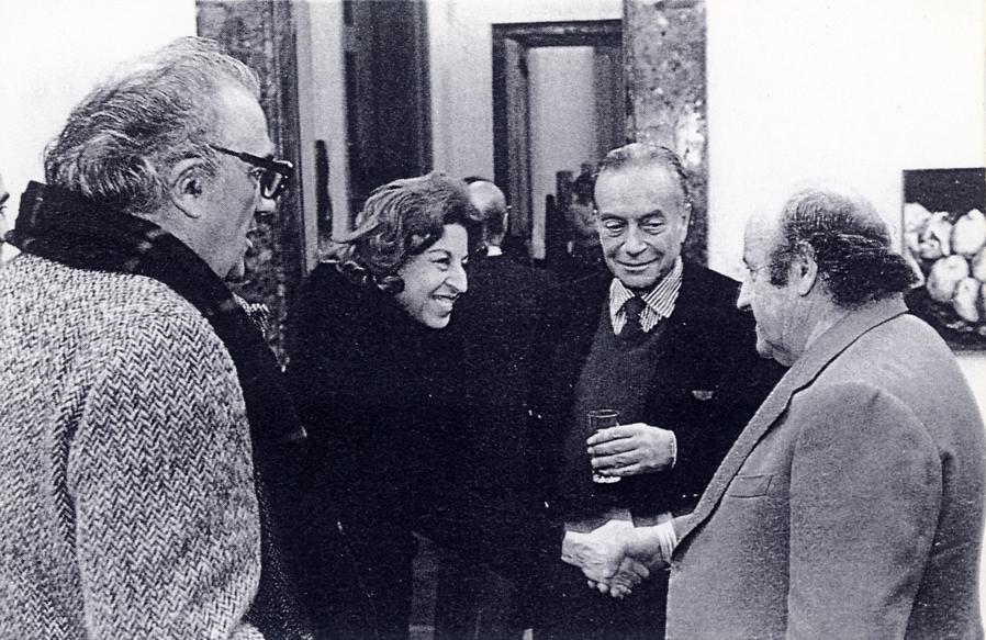 Quadriennale 1975. Fellini, Trucchi, Guttuso e Manzù. (Archivio Quadriennale - Fondo L. Trucchi)