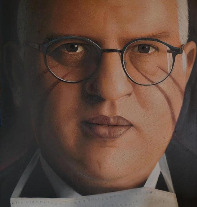 Jorit (1990), Paolo Antonio Ascierto, Spray e pittura a olio su legno, cm 120x120, Stima € 12.000 - € 16.000, Asta Art To Stop Covid-19, Blindarte