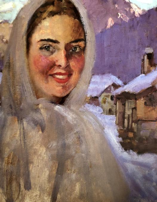 Carla Maria Maggi autoritratto a cortina 1935, olio su tela 60 x 50