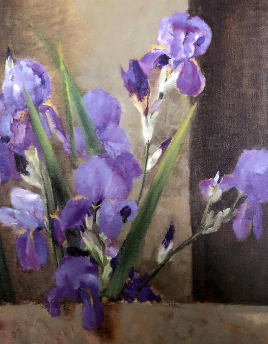 Carla Maria Maggi, Fiori viola 1940, olio su tela 80 x 60 cm