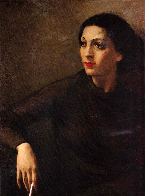 Carla Maria Maggi, La sigaretta 1934, olio su tela 80 x 59 cm