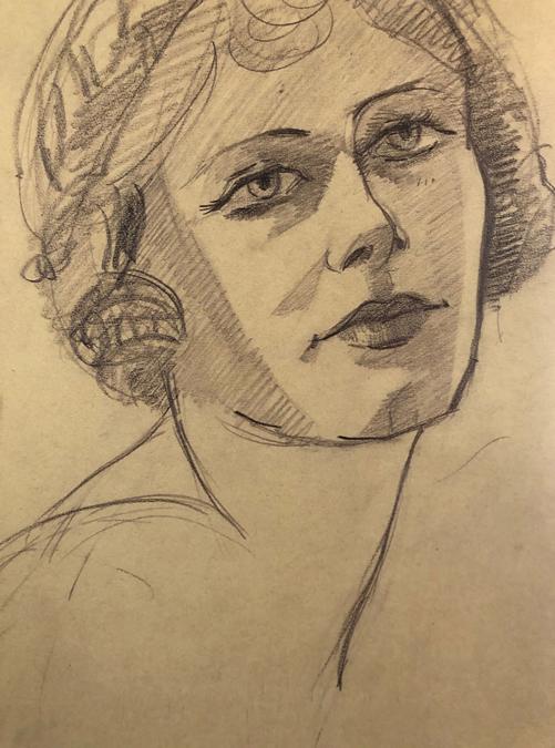 Carla Maria Maggi, Volto femminile, disegno su carta
