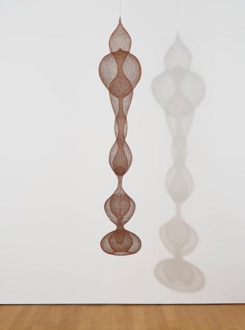 Ruth Asawa (1926-2013), Untitled (S.401, Hanging Seven-Lobed, Continuous Interlocking Form, with Spheres within Two Lobes), circa 1953-1954. Hanging sculpture — enamelled copper and brass wire. 78 x 15 x 15 in (198.1 x 38.1 x 38.1 cm). Sold for $5,382,500 in ONE: A Global Sale of the 20th Century on 10 July 2020 at Christie's in New York.© The Estate of Ruth Asawa / Artists Rights Society (ARS), New York.