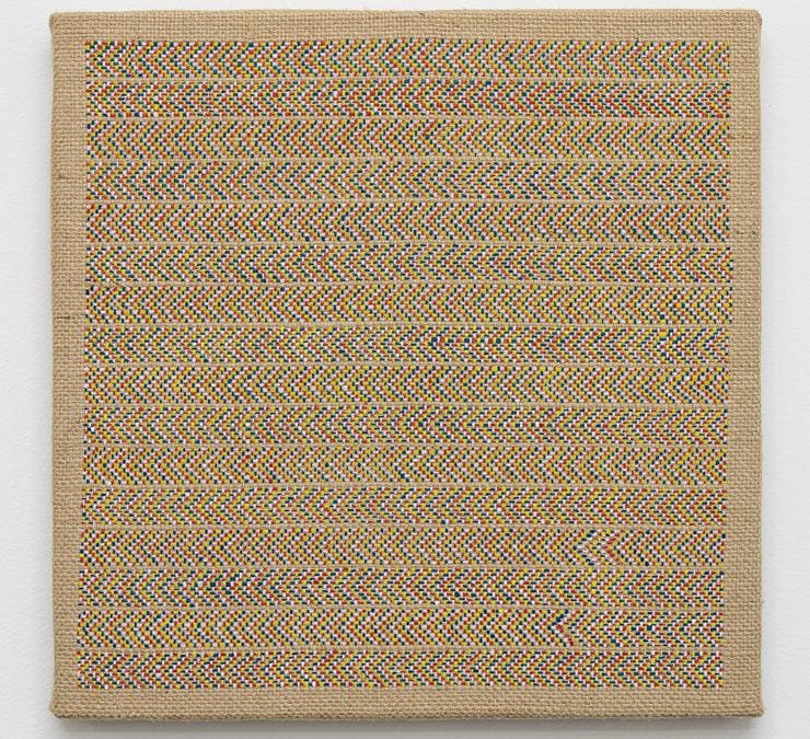 Alessandro Carano, “My art”, 2020, acrilico su iuta, 30x30 cm, fotografia di Filippo Armellin, Courtesy Castiglioni Milano (Copyright 2020 Armellin F.)