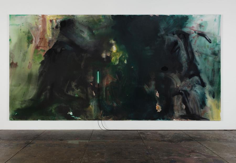 Mary Weatherford, Meeting in the Forest, 2019, © Mary Weatherford, Courtesy the artist, David Kordansky Gallery and Gagosian, fotografia Fredrik Nilsen Studio, opera esposta nella mostra “Artists for New York” nella nuova sede di Hauser & Wirth a New York, 22nd Street, 2020