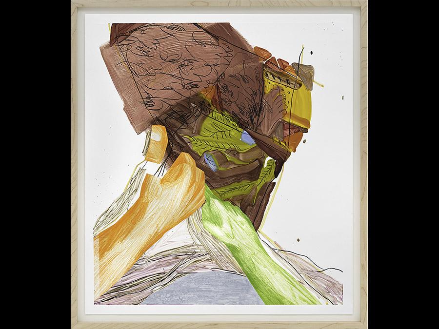 SARAH FAUX - Origin Story, 2019 - Monotype on paper / Monotipo su carta - 91.4 x 81.3 cm - Courtesy Sarah Faux and Capsule Shanghai - copyright Sarah Faux