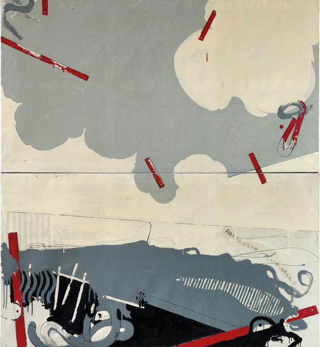 Mario Schifano, Paesaggio anemico I, 1964, stima 600-800.000 €, venduto a 644.000 €, Courtesy Christie's
