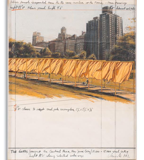 Christo, The Gates, project for Central Park, New York City, 1982, stima 70-100.000 €, venduto a 118.000 €, Courtesy Blindarte