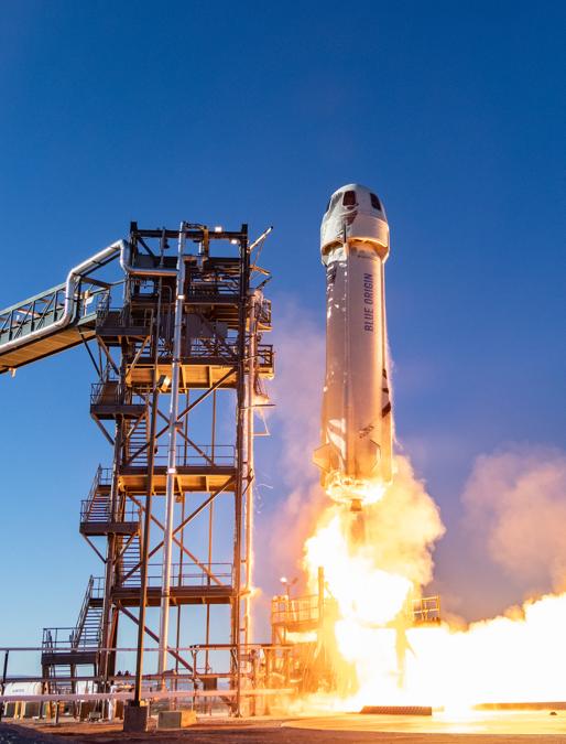 Il nuovo Shepard viene lanciato nella sua decima missione, il 23 gennaio 2019. (credit: Blue Origin)