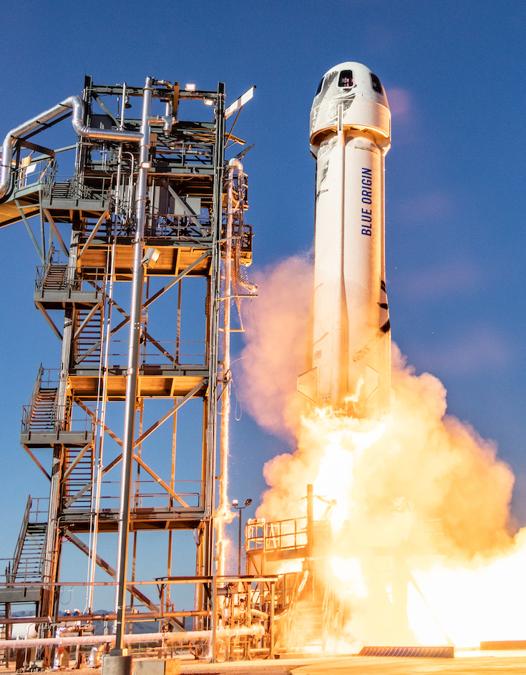 Il nuovo Shepard viene lanciato nella sua decima missione, il 23 gennaio 2019. (credit: Blue Origin)