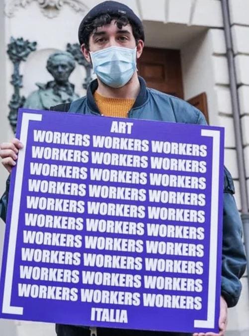 Art Workers Italia (AWI) in manifestazione a Torino, 23 febbraio 2021. Courtesy AWI