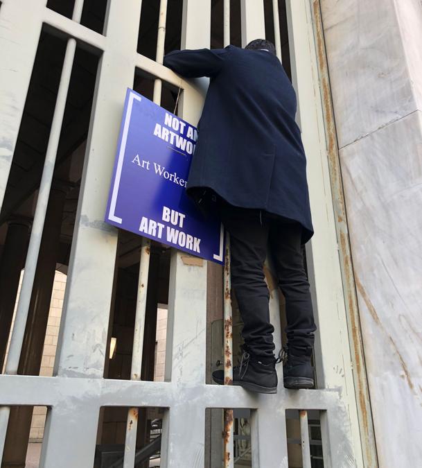 Art Workers Italia (AWI) in manifestazione a Milano, 23 febbraio 2021. Courtesy AWI