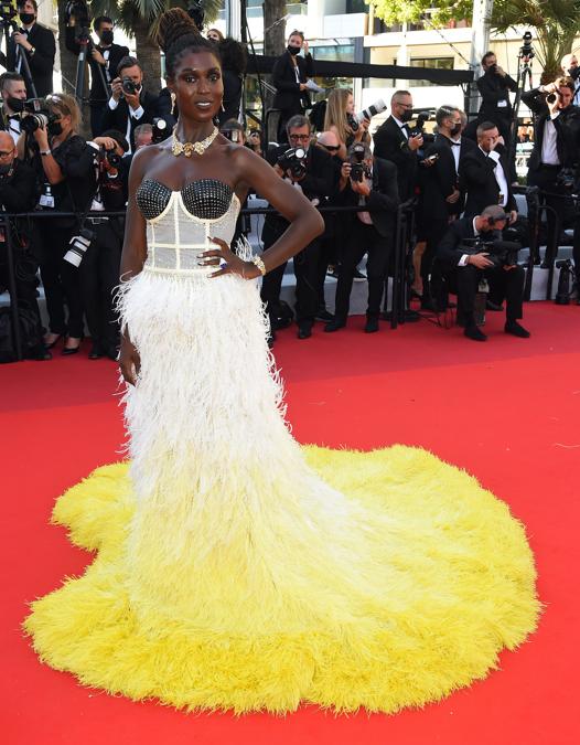 Jodie Turner Smith in Gucci. (Photo by Stephane Cardinale - Corbis/Corbis via Getty Images)