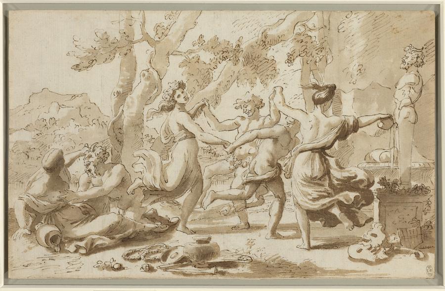 Nicolas Poussin A Dance before a Herm of Pan, about 1631-2 Pen and ink with wash over graphite underdrawing 20.6 x 32.7 cm The Royal Collection / HM Queen Elizabeth II (RCIN 911979) Royal Collection Trust / © Her Majesty Queen Elizabeth II 2021 