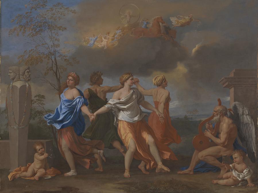 Nicolas Poussin A Dance to the Music of Time, about 1634-6 Oil on canvas 82.5 x 104 cm By kind permission of the Trustees of the Wallace Collection, London (P108) © The Trustees of the Wallace Collection 