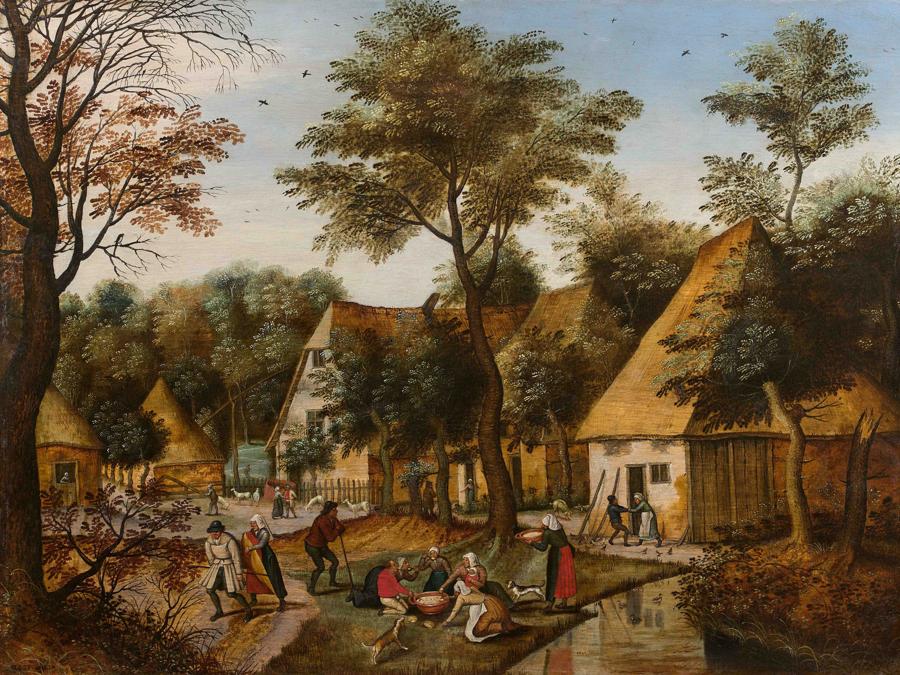 Pieter II BRUEGHEL dit BRUEGHEL le JEUNE (1564-1638), Le repas des paysans au village