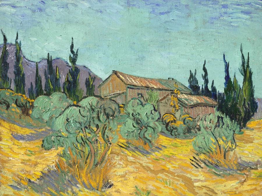 Vincent van Gogh (1853-1890). Cabanes de bois parmi les oliviers et cyprès oil on canvas 17 7/8 x 23 ¾ in. (45.5 x 60.3 cm.) Painted in Saint-Rémy in October 1889. Price realised: USD 71,350,000