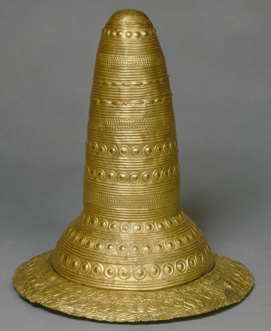The Schifferstadt gold hat, c. 1600 BC, which was found with three bronze axes Rhineland-Palatinate, Germany. Historisches Museum der Pfalz Speyer
