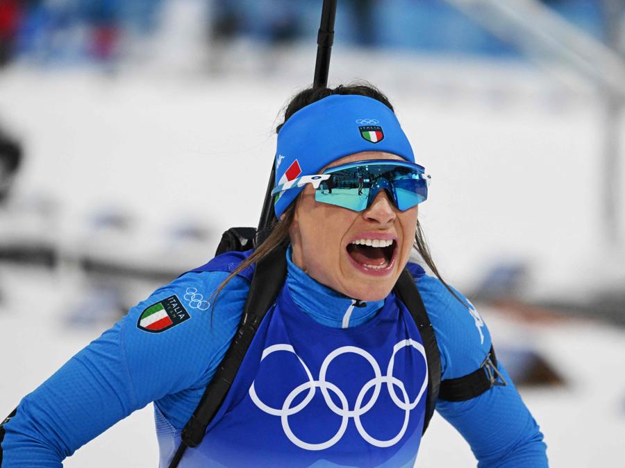11 febbraio 2022 - Dorothea Wierer, 7,5 km sprint di biathlon, medaglia di bronzo. (Photo by Jewel Samad / Afp)
