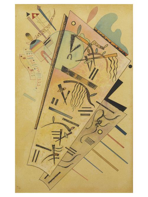Wassily Kandinsky, Communiqué, 1936, acquerello e china su carta montata su cartoncino, cm 48,5x30,5, (Courtesy Tornabuoni Arte, Florence - Milan - Forte dei Marmi - Crans Montana - Paris)