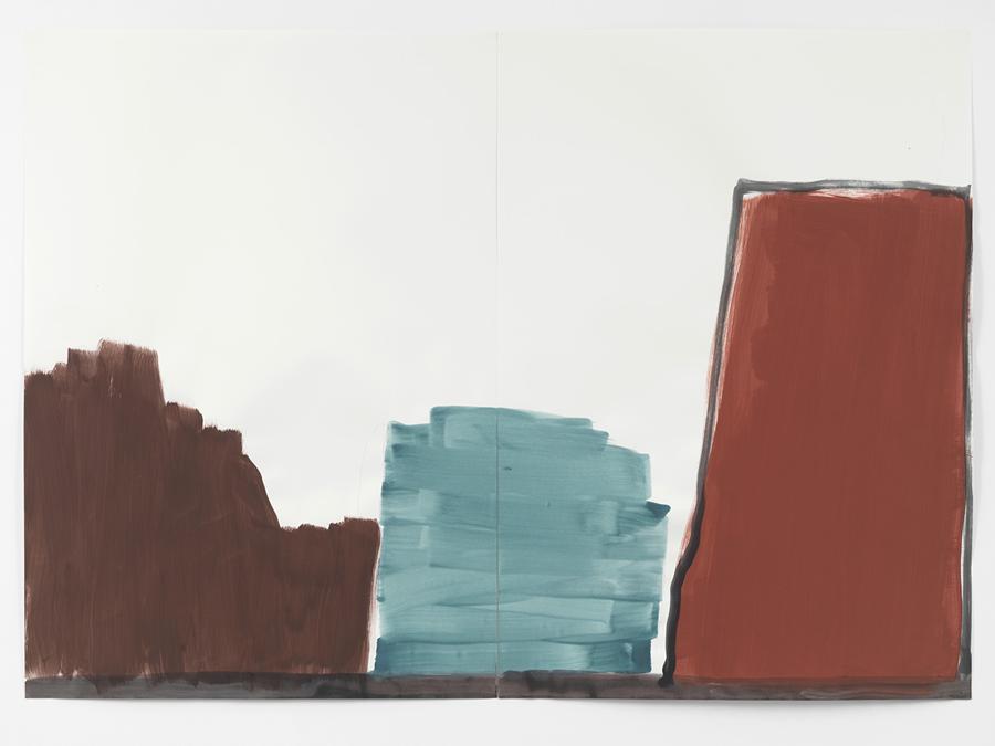 Silvia Bächli - Untitled, 2021 - Gouache on paper - 102 × 144 cm; 108 × 150,5 × 5 cm framed 2 parts (102 × 72 cm each) - (Courtesy of the Artist and Galleria Raffaella Cortese, Milan)