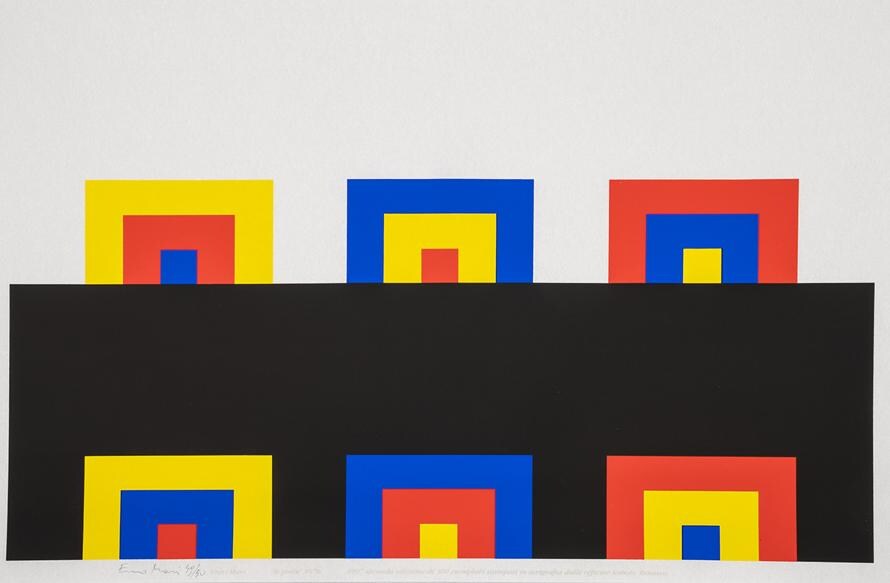 Enzo Mari - Progetto 1379A, Le porte, 1976-84 - Serigrafia su carta - 50x69.5 cm - Ed. Danese, XXV prove d'artista numerate e firmate (Courtesy Eredi Enzo Mari e Galleria Massimo Minini, Brescia)