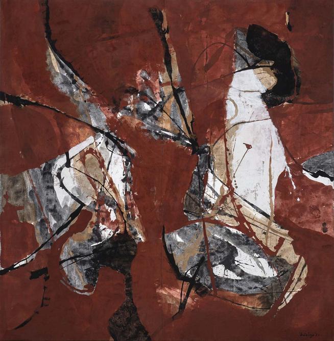 Toti Scialoja - Il primo dell'anno, 1957 - olio e tempera su tela di canapa  - 184,3 x 179,3 cm  (Courtesy Studio Vandrasch e Galleria dello Scudo, Verona)
