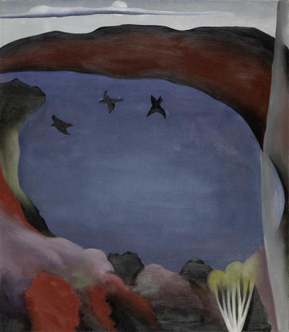 Georgia O’ Keeffe Lake George with Crows 1921 Oil On Canvas, 72x63.2 cm. National Gallery of Ottawa. Gift of the Georgia O’ Keeffe Foundation, Abiquiu, New Mexico 1995, Georgia O’ Keeffe Museum /2021. Prolitteris Zurich . Photo:NGC