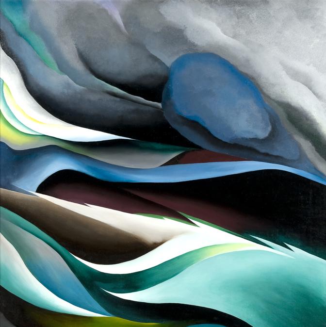 Georgia O’ Keeffe From the Lake N1 1924. Oil on canvas 91,4x76.2 cm Des Moines Art Center, Nathan Emory Coffin Collection, purchased with fund from the Cuffin Fine Arts Trust 1984.Georgia O’ Keeffe Museum /2021. Prolitteris Zurich.Photo: Rich Sanders, Des Moines