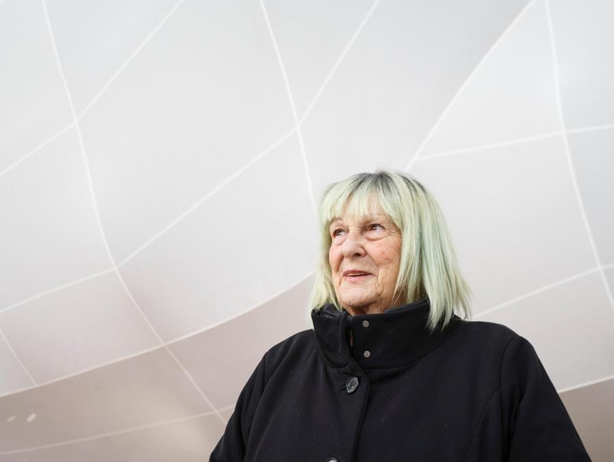 Letizia Battaglia ospite di 'Più libri più liberi' alla Nuvola, il centro congressuale progettato da Massimiliano e Doriana Fuksas, all'Eur di Roma, 10 dicembre 2017. ANSA