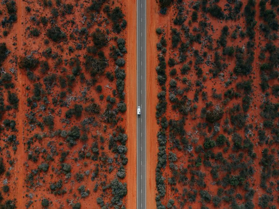 Travelling along Shark Bay road, Shark Bay World Heritage Area 