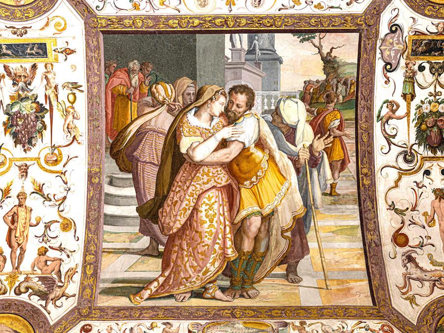 Storie di Ulisse, Ulisse e Penelope, Cortile degli Imperatori, Alessandro Allori e aiuti. Courtesy Palazzo Portinari Salviati