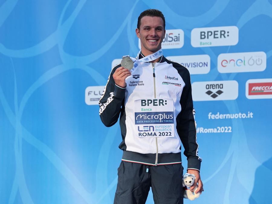 11 agosto  - Pier Andrea Matteazzi - bronzo -   400m   misti maschili individuali   - Europei di nuoto - Stadio Olimpico del Nuoto, Roma.  (REUTERS/Antonio Bronic)