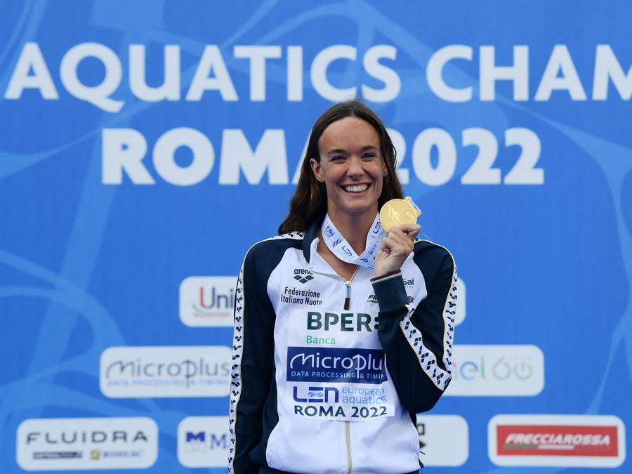 12 agosto -  Margherita Panziera - oro -  200m dorso femminile. (Photo by Filippo MONTEFORTE / AFP)