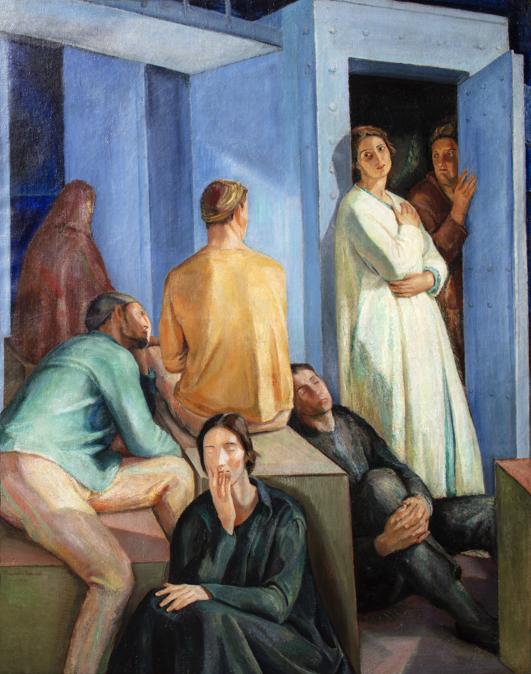 Ferruccio Ferrazzi. Roma 1891 - 1978. Viaggio tragico, 1925- Olio su tela, cm 155x125. Comprato dagli Uffizi dalla Galleria Berardi