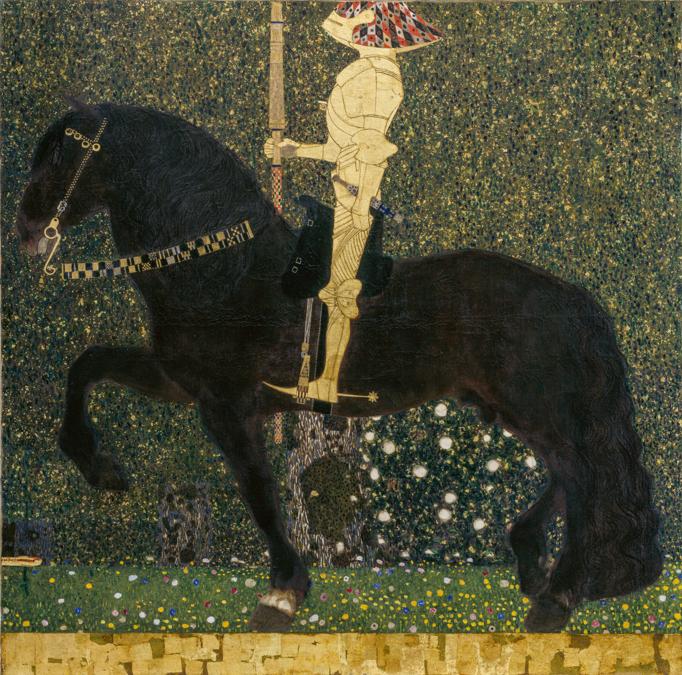 Gustav Klimt, Life is a Struggle (The Golden Knight), 1903, Oil, tempera and gold leaf on canvas, 100 x 100 cm, Aichi Prefectural Museum of Art, Nagoya