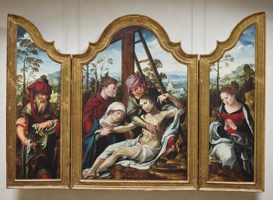 Seguace di Maarten van Heemskerck. Deposizione, 1540 – 1550, olio su tavola, 118 x 170 cm. Gallerie Nazionali di Arte Antica, Palazzo Barberini, Roma