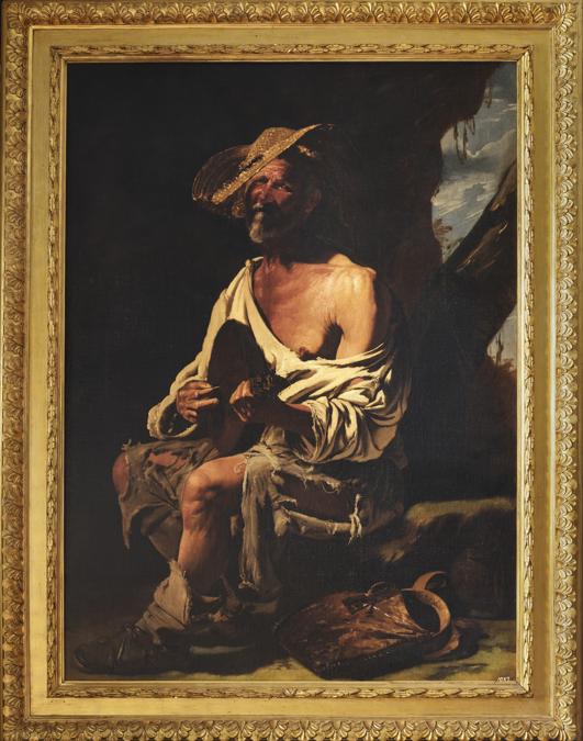 Anonimo caravaggesco. Mendicante con mandolino, sec XVII olio su tela, 172 x 124,5 cm. Gallerie Nazionali di Arte Antica, Palazzo Barberini, Roma
