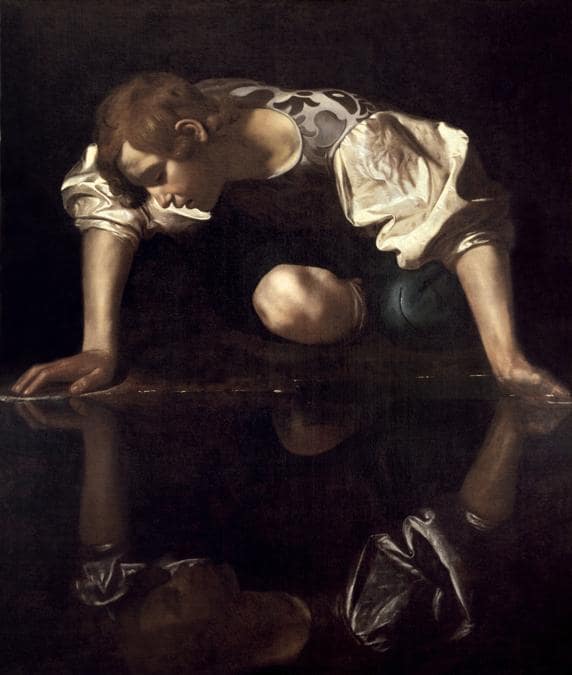 Caravaggio (Michelangelo Merisi) (attr.) Narciso, 1597-1599, olio su tela, cm 113,3 x 94. Gallerie Nazionali di Arte Antica, Palazzo Barberini, Roma