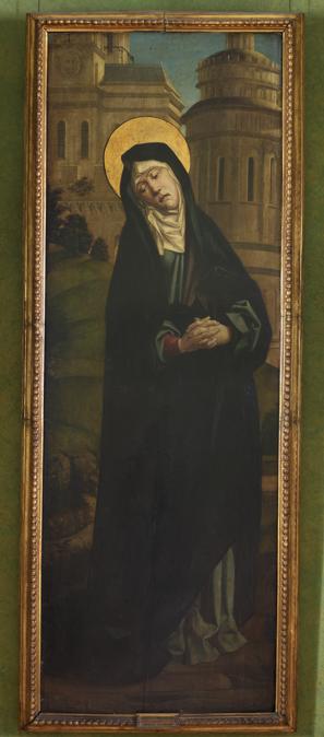 Jean Changenet. Madonna addolorata, 1485 - 1490 olio su tavola, 158 x 54 cm. Gallerie nazionali di Arte Antica, Palazzo Barberini, Roma