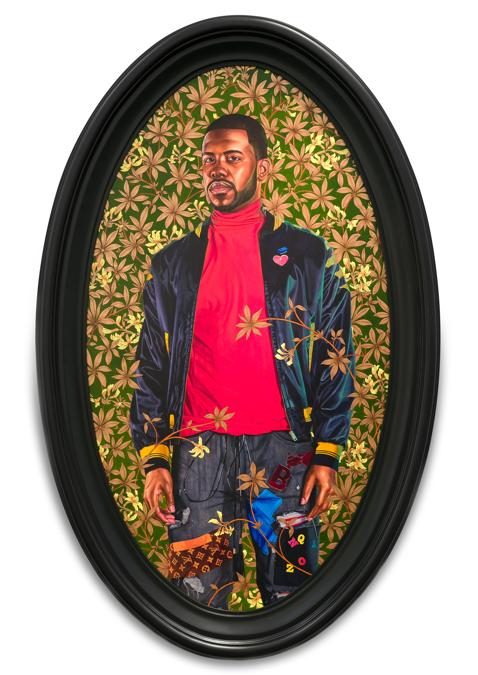 Kehinde Wiley, Alexander Cassatt, 2017. Oil on wood panel, 152.4 x 85.7cm. Copyright Kehinde Wiley. Courtesy the artist and Stephen Friedman Gallery, London. Photo by Mark Blower. Collection: The Deighton Collection