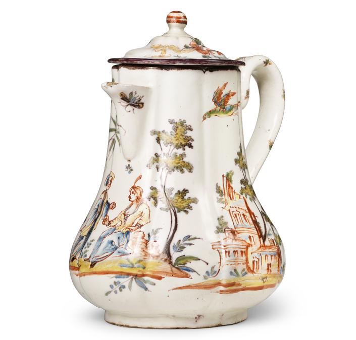 Manifattura A.M.Coppellotti, Caffettiera maiolica di Lodi, 1740c. (da Subert) (foto Fabrizio Stipari)