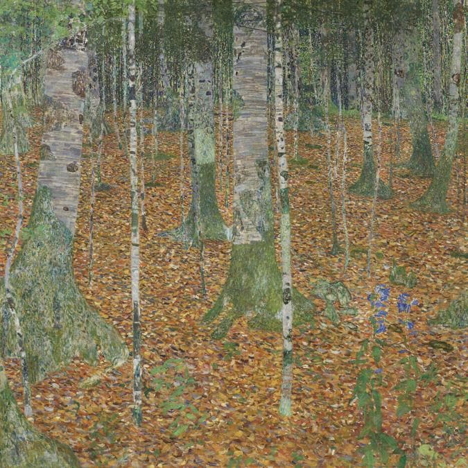 GUSTAV KLIMT (1862-1918). Birch Forest, signed ‘GUSTAV KLIMT' (lower left) oil on canvas 43 3/8 x 43 1/4 in. (110.1 x 109.8 cm.). Painted in 1903. Estimate on request, in excess of $90,000,000