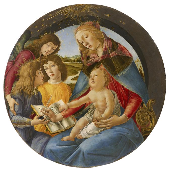 ALESSANDRO FILIPEPI, CALLED SANDRO BOTTICELLI (FLORENCE 1444/5-1510). Madonna of the Magnificat tempera, oil and gold on panel, tondo. Diameter: 24 3/4 in. (62.9 cm.) Estimate on request , in excess of $40,000,000