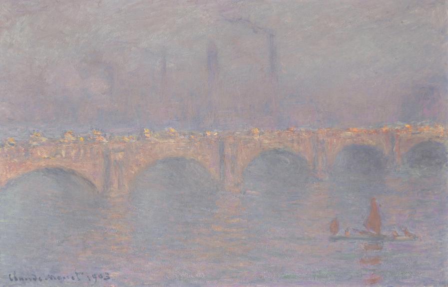 CLAUDE MONET (1840-1926). Waterloo Bridge, soleil voilé signed and dated ‘Claude Monet 1903' (lower left) oil on canvas 25 3/4 x 39 1/2 in. (65.4 x 100 cm.). Painted in 1899-1903. Estimate on request, in excess of $60,000,000
