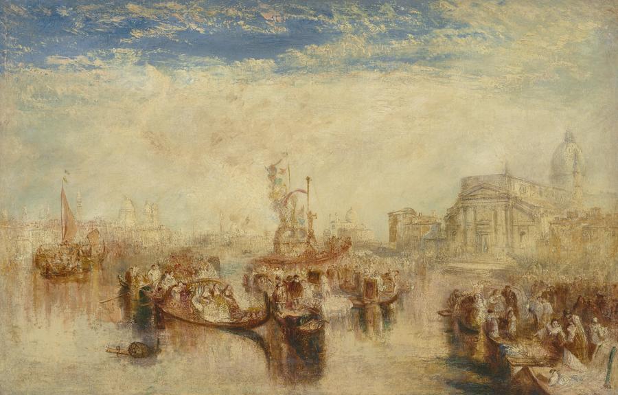 JOSEPH MALLORD WILLIAM TURNER, R.A. (LONDON 1775-1851). Depositing of John Bellini's Three Pictures in La Chiesa Redentore, Venice. oil on canvas 29 x 45 1/2 in. (73.7 x 115.6 cm.). Painted in 1841. $28,000,000-35,000,000
