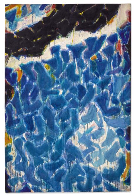 SAM FRANCIS (1923-1994). Composition in Blue and Black. oil on canvas 77 x 51 1/4 in. (195.6 x 130.2 cm.). Painted in 1955. $4,000,000-6,000,000