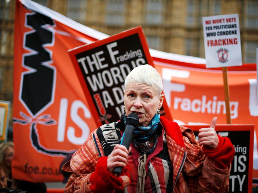 Vivienne Westwood durante una protesta fuori dal Parlamento britannico, Londra, 26 gennaio, 2015. REUTERS/Andrew Winning/File Photo