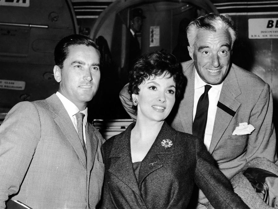 Roma 14.10.1957 nella foto Gina Lollobrigida con il marito Milko Skofic e Vittorio De Sica. Ffoto IPP